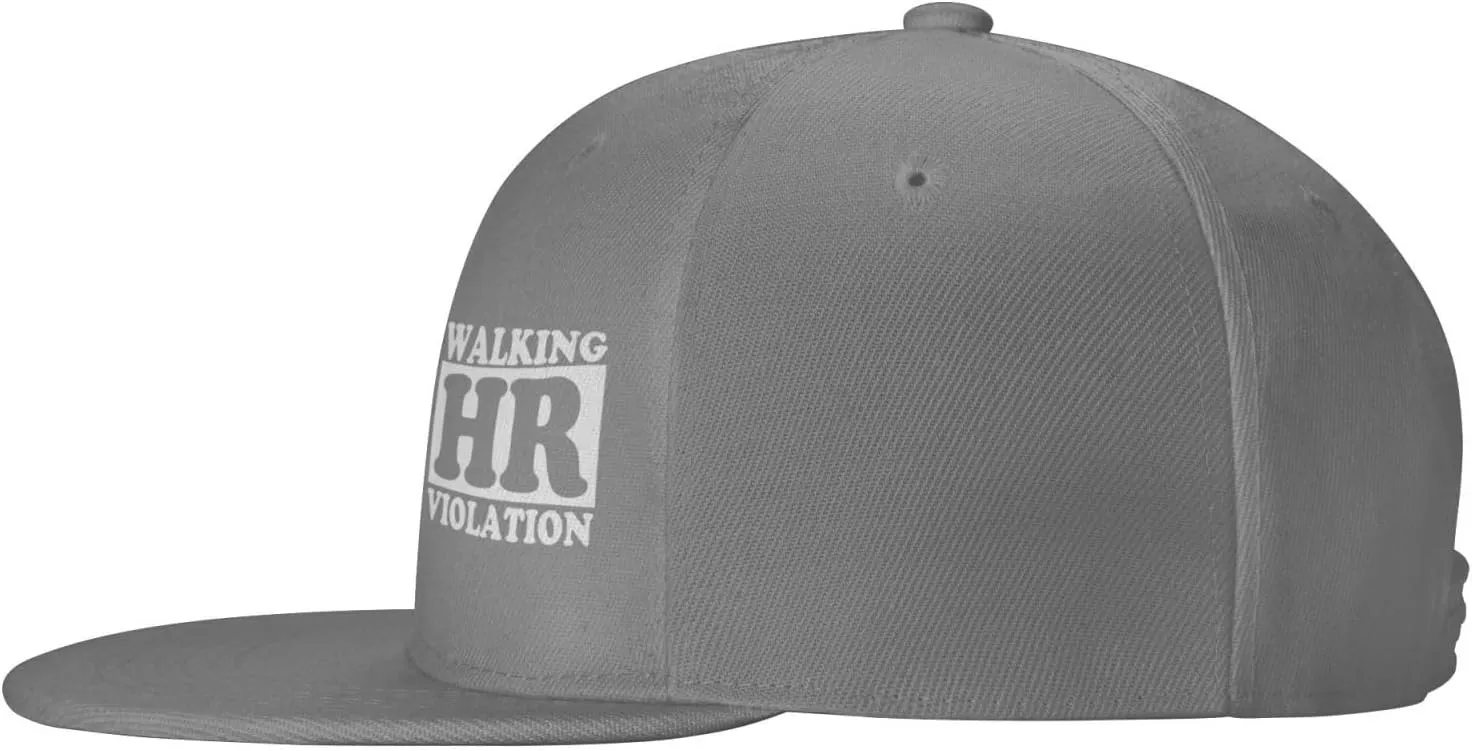 Walking Hr Violation Flat Brim Baseball Cap,Classic Snapback Hats Adjustable Trucker Hat for Men & Women,Black