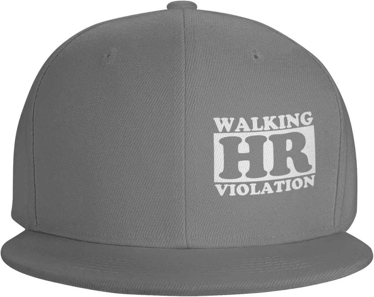 Walking Hr Violation Flat Brim Baseball Cap,Classic Snapback Hats Adjustable Trucker Hat for Men & Women,Black
