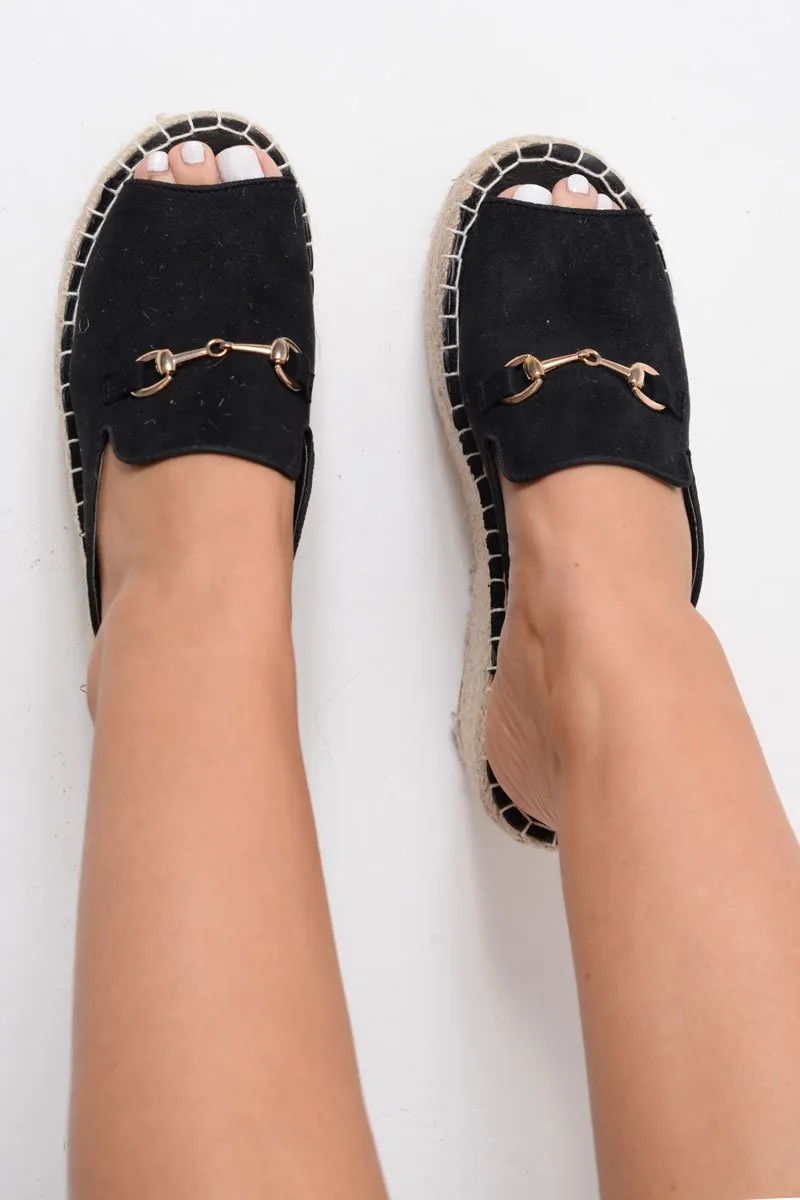Wedges - Mule Affordable Black Faux Rope Braid Saori Spring deal Suede