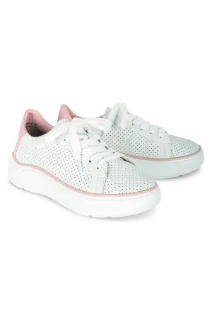 White & Pink lace up Sneaker | WHITE/PINK | STELLA AB