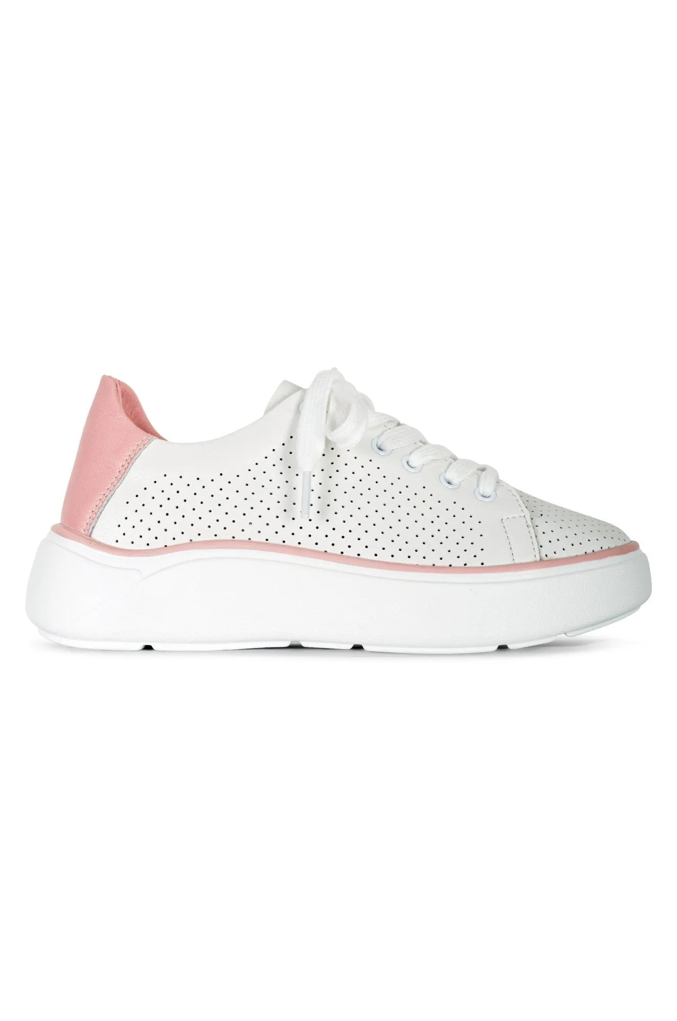 White & Pink lace up Sneaker | WHITE/PINK | STELLA AB