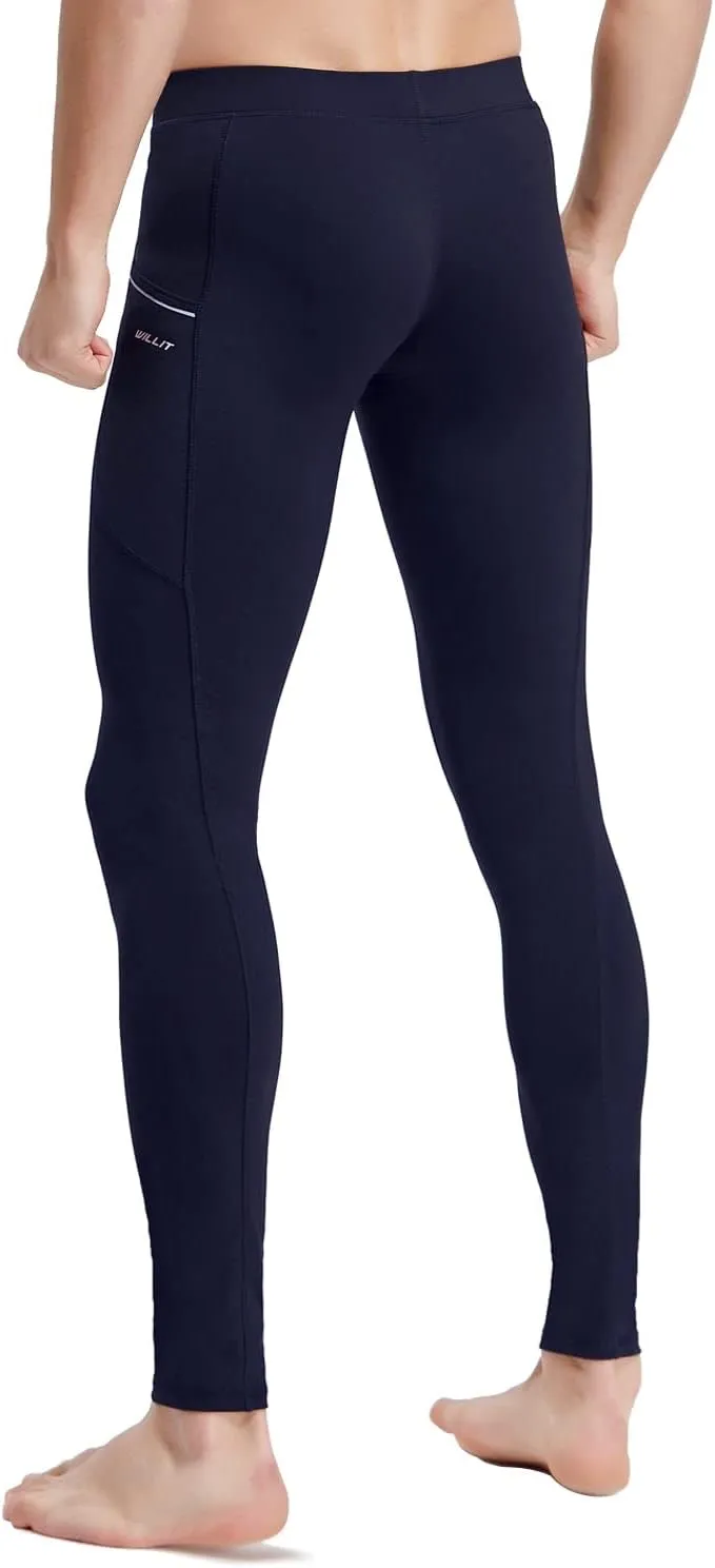 Willit Men's Active Yoga Leggings Pants Running Dance Tights with Pockets Cycling Workout Pants Quick Dry