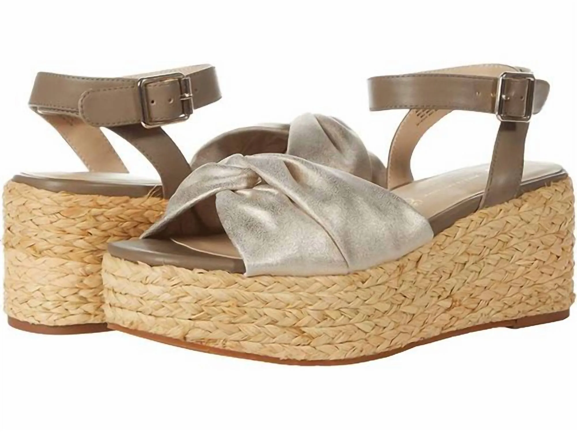 Winning Espadrille Sandals In Gold Distressed Metallic