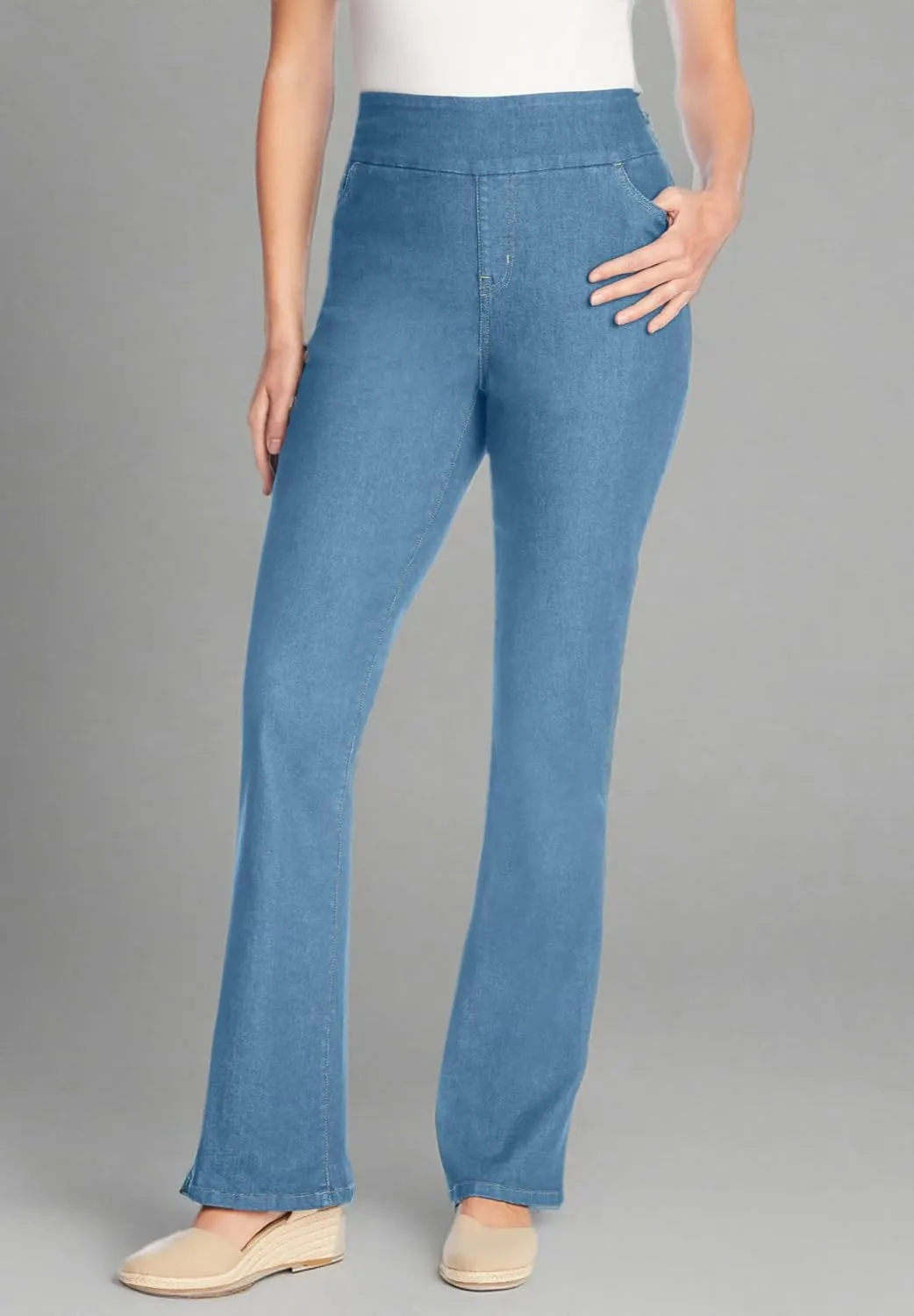 Woman Within Plus Size Flex-Fit Pull-On Bootcut Jean