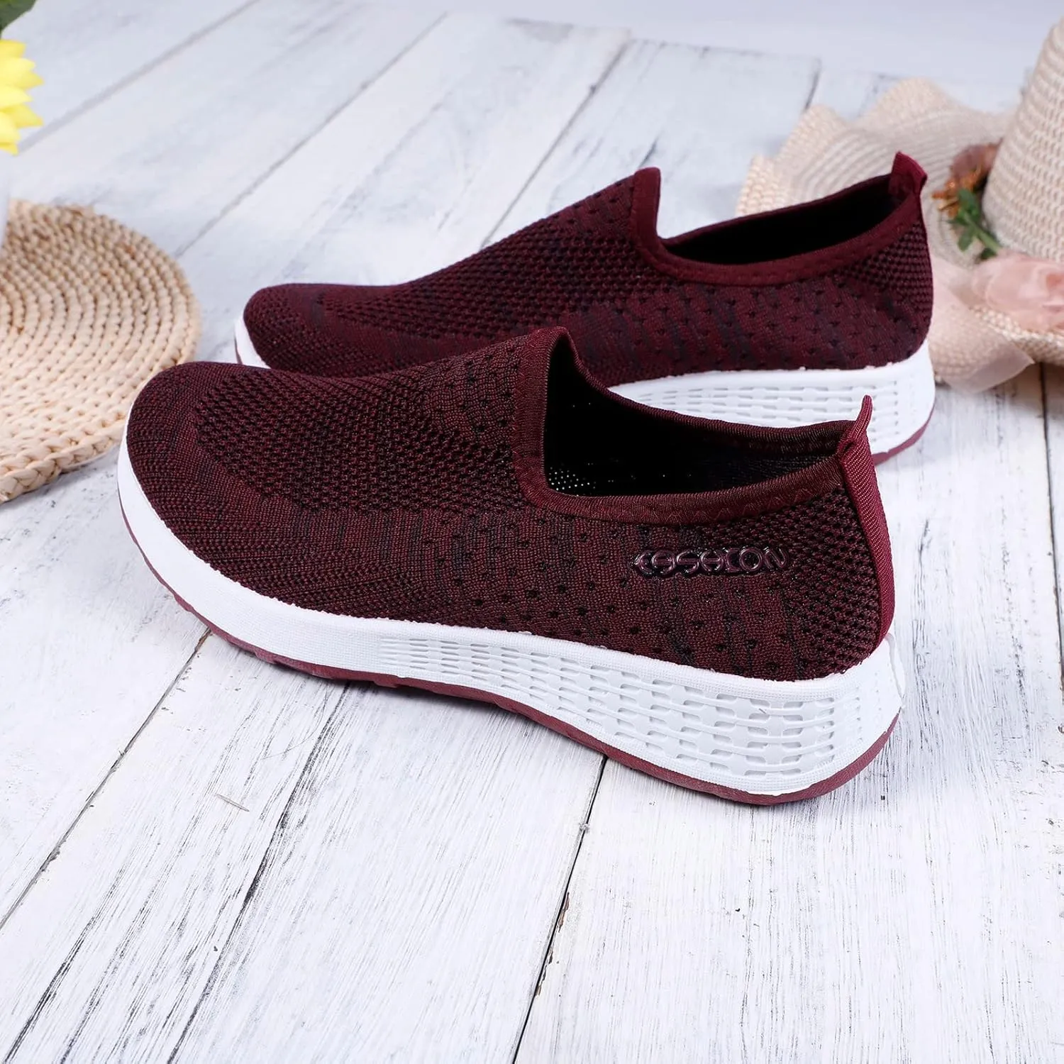 Women Comfortable Slip On Shoes Lightweight Walking Sneakers Canvas Casual Flats Non Slip Elastic Loafers