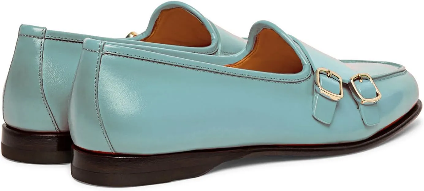 Women Round Toe Slip On Loafer Flats Monk Strap Casual Comfy 1 inch Flat Heel Dress Loafers Patent Buckle Strap Penny Loafers Office Ladies Walking Drive Loafers Retro 4-11 M US