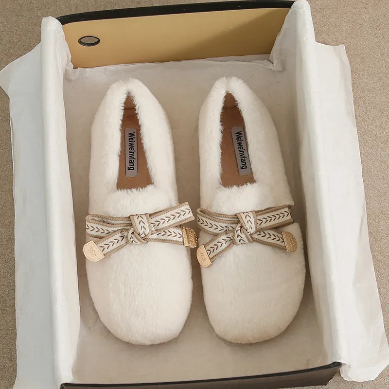 Women Soft Flat Winter Casual Fur Shoes