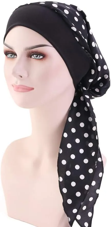 Women Vintage Silky Turbans Bonnet Elastic Wide Band Multifunction Printing Hat Chemo Hair Loss Cap