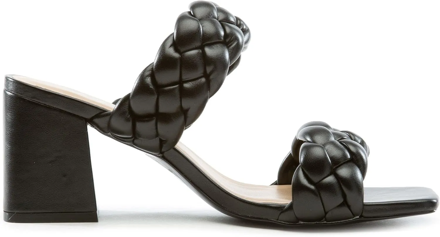 Womens Braided Heeled Sandals Mostly-S by Soda Black 9