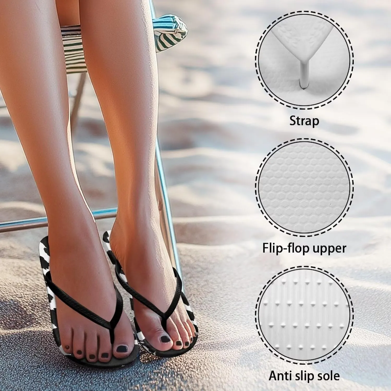 Women's Casual Flip Flops Comfortable Soft Sole Non-Slip EVA Flat Sandals Vacation Sport Summer Shoes