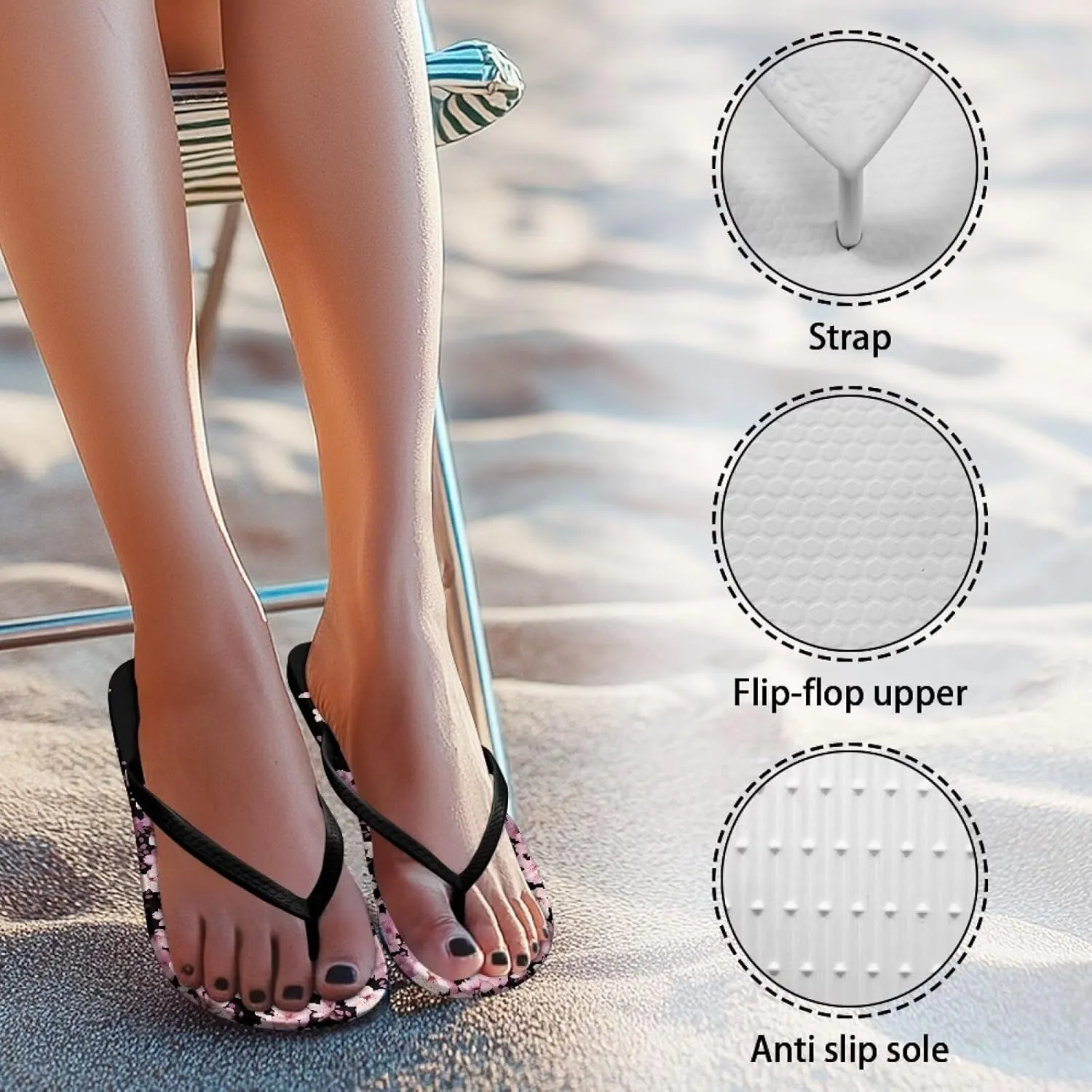 Women's Casual Flip Flops Comfortable Soft Sole Non-Slip EVA Flat Sandals Vacation Sport Summer Shoes