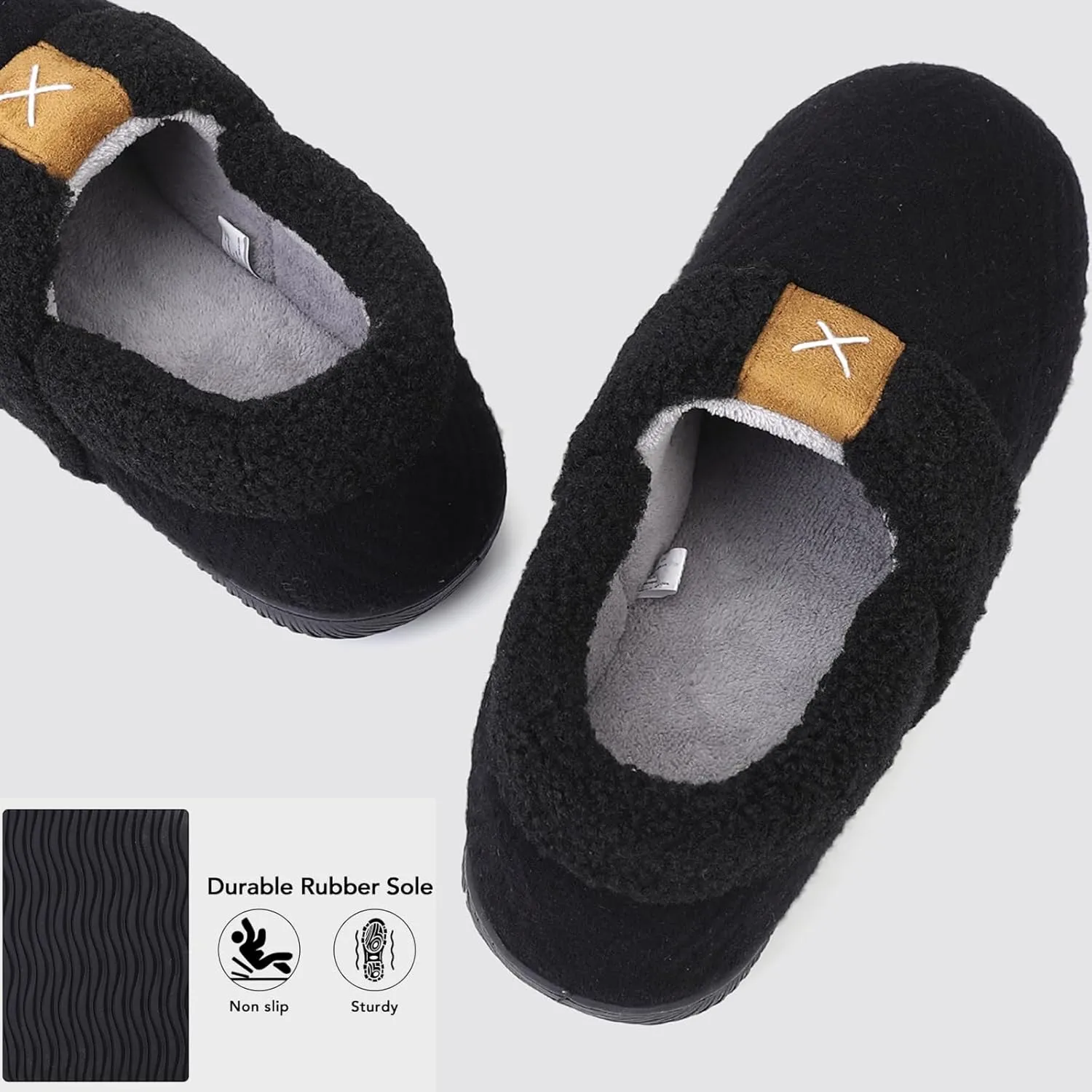 Women's Casual Mens Cozy Memory Foam Scuff, House Slippers Soft Plush Lined Slip On Indoor Outdoor with Best Arch Surpport
