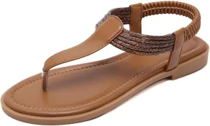 Women's Elastic Band Flip-Flops - Custom Flat Heel Beach Outdoor