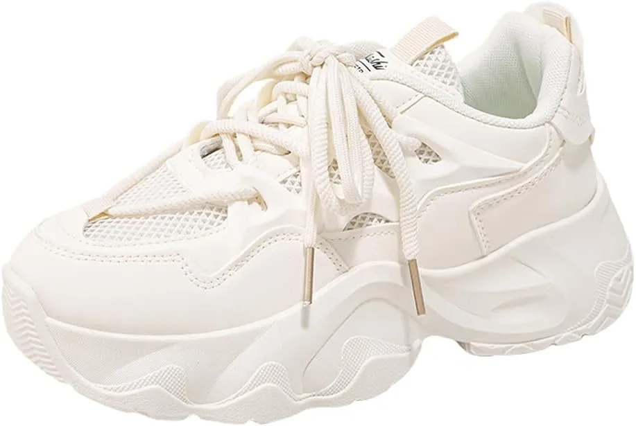 Women's Fashion Breathable Mesh Platform Sneakers Casual Jogging Walking Chunky Shoes 5.5-8.5
