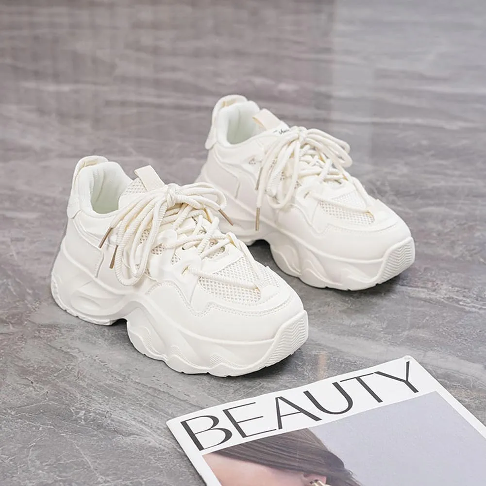 Women's Fashion Breathable Mesh Platform Sneakers Casual Jogging Walking Chunky Shoes 5.5-8.5