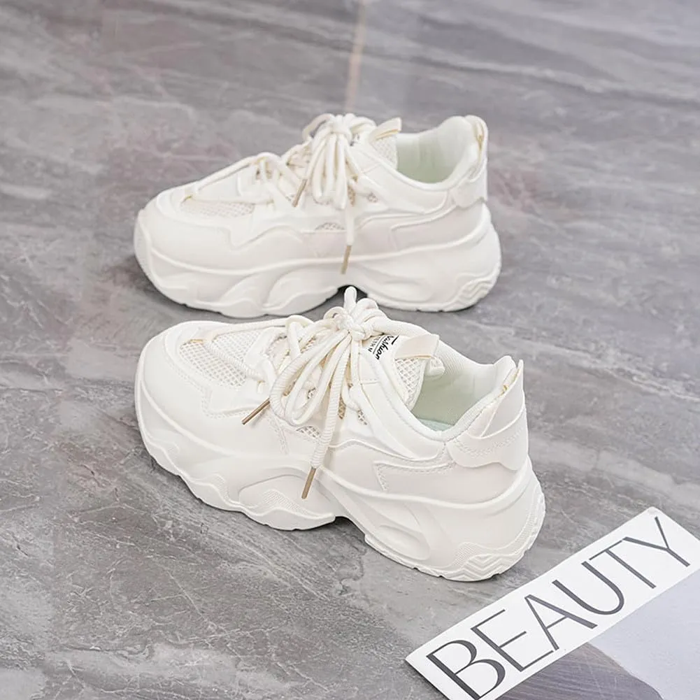 Women's Fashion Breathable Mesh Platform Sneakers Casual Jogging Walking Chunky Shoes 5.5-8.5