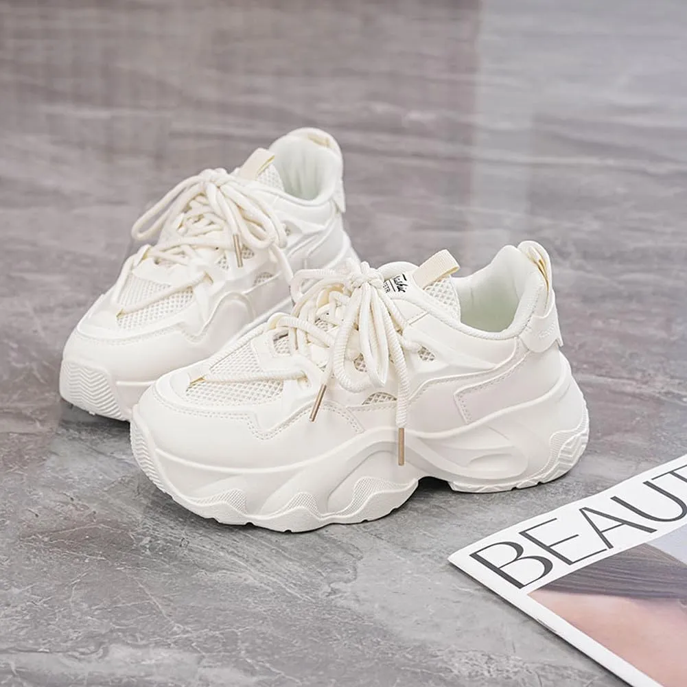 Women's Fashion Breathable Mesh Platform Sneakers Casual Jogging Walking Chunky Shoes 5.5-8.5