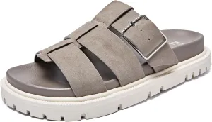 Women's Flat Slides Sandals Wide Width Platform Sandals Comfot Summer Soft Plantar Slippers Arch Support Slip on Shoes for Women.