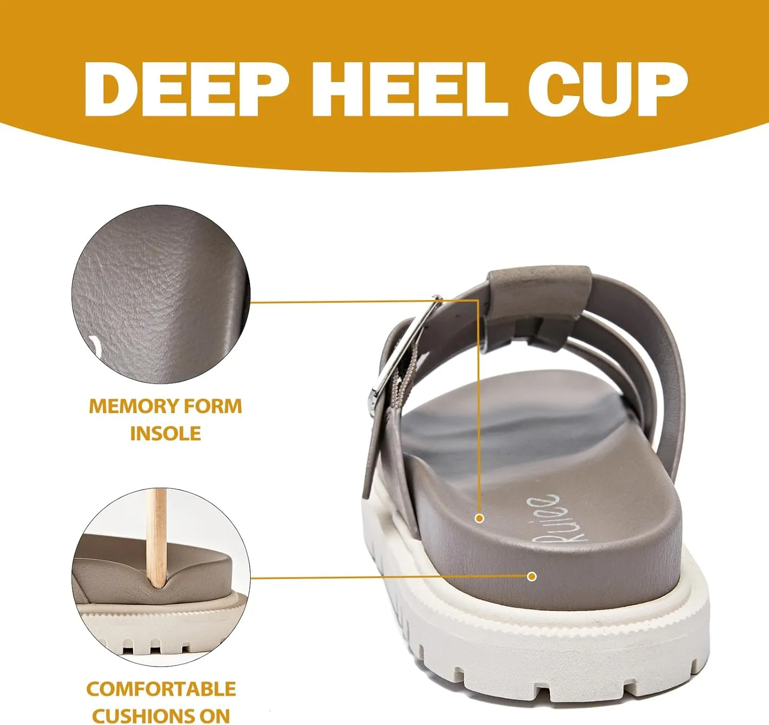 Women's Flat Slides Sandals Wide Width Platform Sandals Comfot Summer Soft Plantar Slippers Arch Support Slip on Shoes for Women.