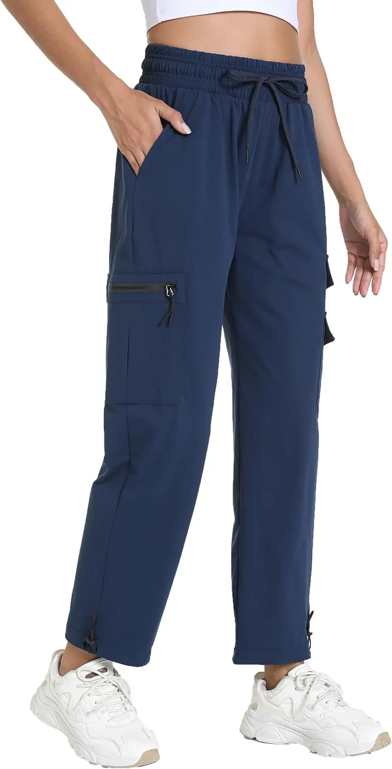 Women's Joggers with Pockets, Hiking Cargo Water Resistant Lightweight Pants for Women Workout Athletic Travel Camping