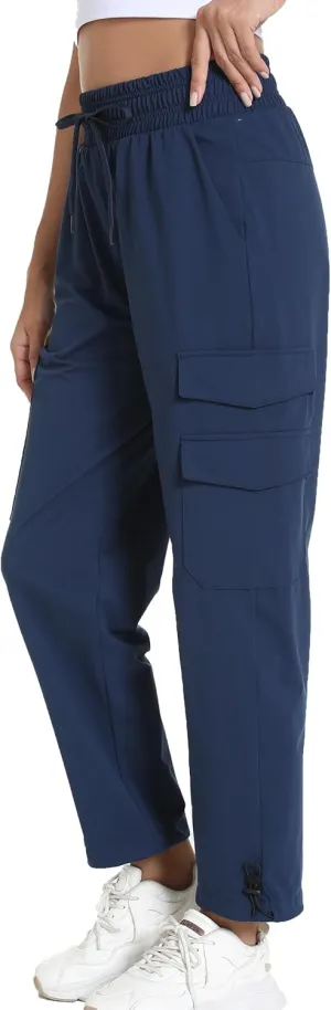 Women's Joggers with Pockets, Hiking Cargo Water Resistant Lightweight Pants for Women Workout Athletic Travel Camping