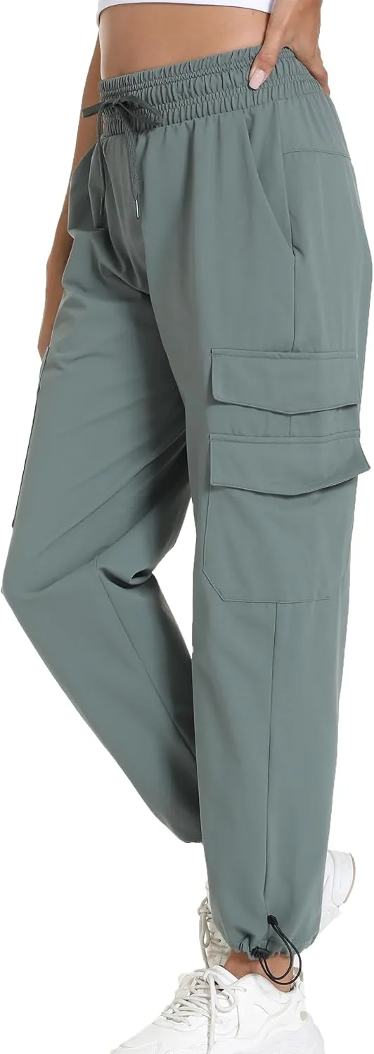 Women's Joggers with Pockets, Hiking Cargo Water Resistant Lightweight Pants for Women Workout Athletic Travel Camping