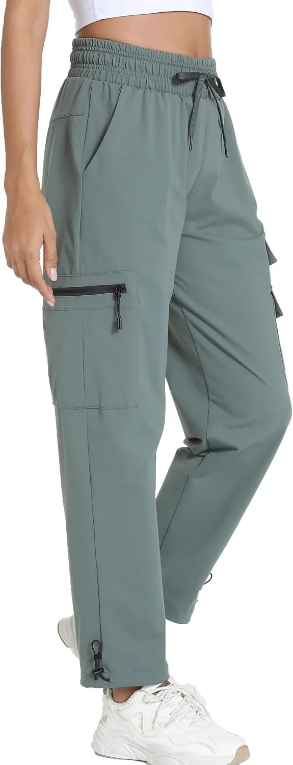 Women's Joggers with Pockets, Hiking Cargo Water Resistant Lightweight Pants for Women Workout Athletic Travel Camping