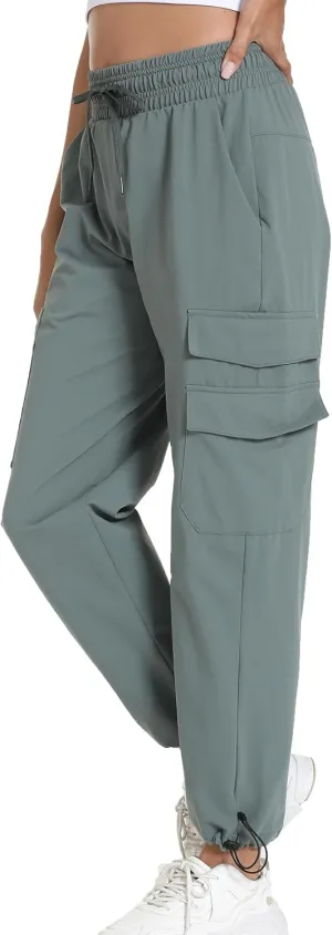 Women's Joggers with Pockets, Hiking Cargo Water Resistant Lightweight Pants for Women Workout Athletic Travel Camping