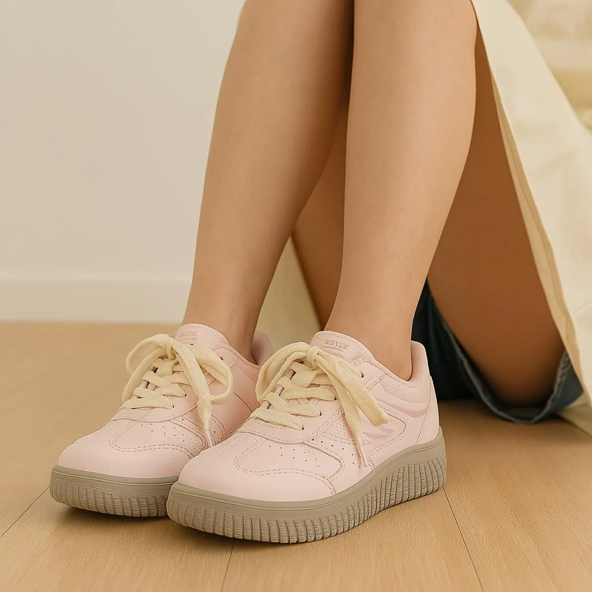 Women’s Korean Mesh Sneakers – Casual White Gump-Style Shoes, Breathable Colorblock Lace-Up Trainers for Students, Soft PU Leather Low-Tops