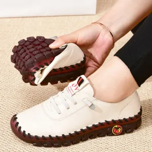 Women's leather soft bottom flat shoes