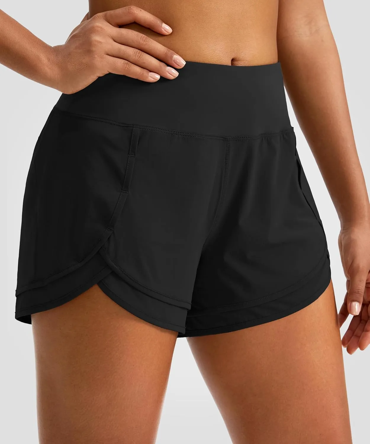 Women's Running Shorts High Waisted Quick-Dry 3 Inch Gym Workout Athletic Shorts for Women with Zipper Pocket