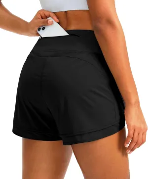 Women's Running Shorts High Waisted Quick-Dry 3 Inch Gym Workout Athletic Shorts for Women with Zipper Pocket