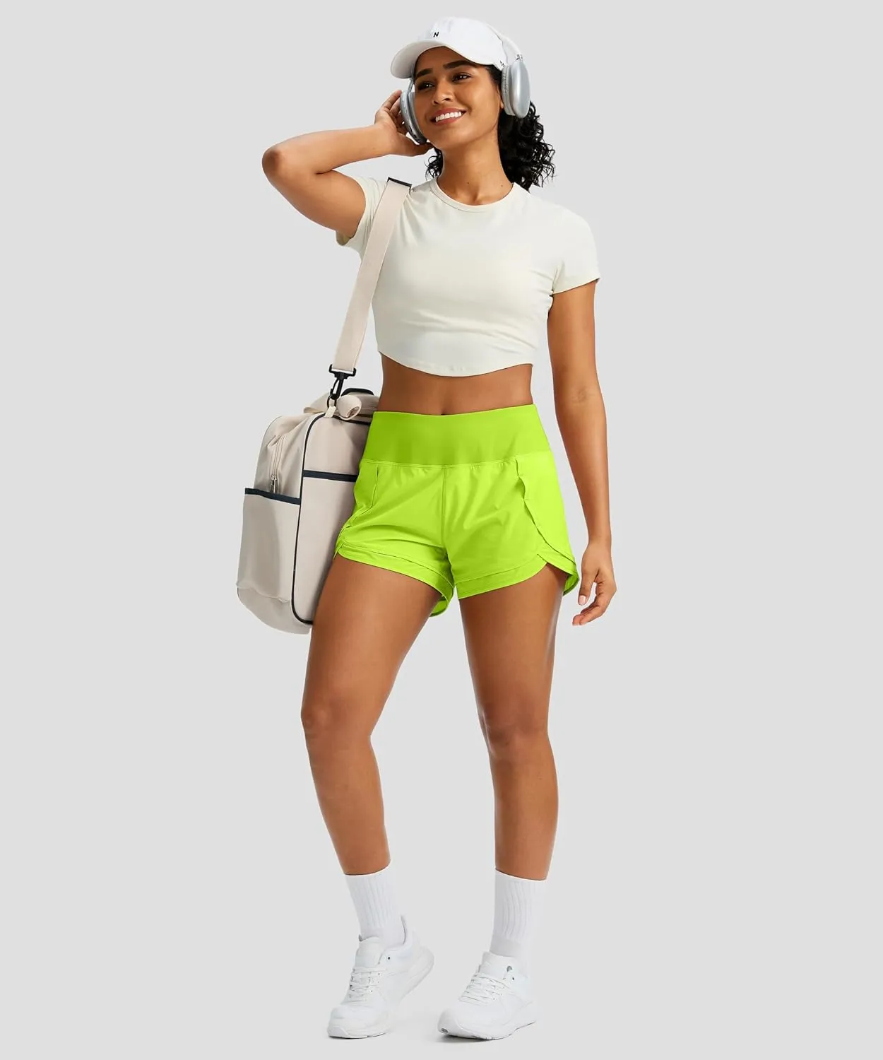 Women's Running Shorts High Waisted Quick-Dry 3 Inch Gym Workout Athletic Shorts for Women with Zipper Pocket