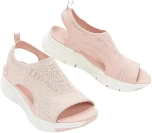 Women's Sandals, New Summer 2025 Mesh Fabric Thick-Soled and Soft-Soled Casual Sports Women's Shoes, Flat Knitted Open-Toe Shoes