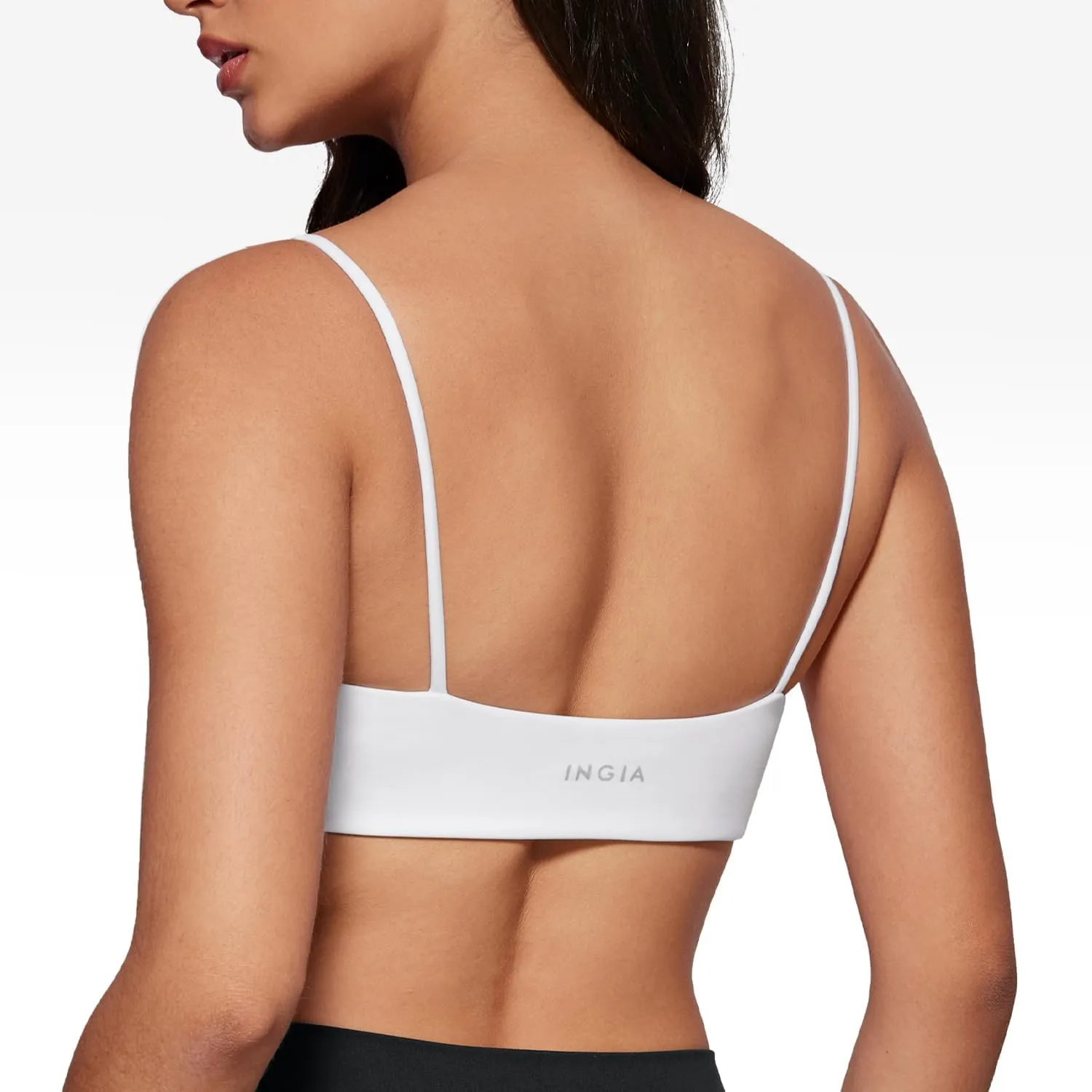 Women's Square Neck Sports Bra Spaghetti Strap Padded Cami Yoga Wireless Square Back Workout Bra Crop Top