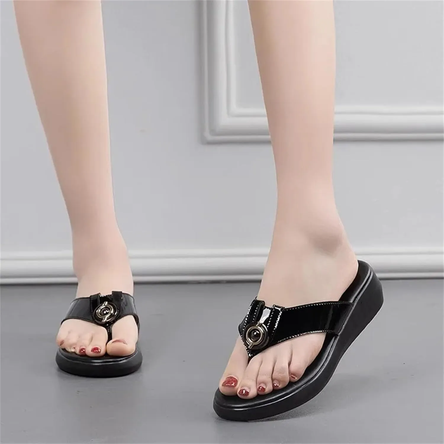 Women's Summer Flip-Flops - Thick-Soled Mid-Heel Flat Fashion