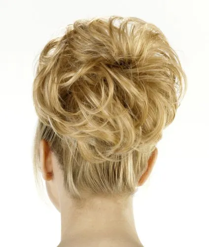 Womens Synthetic Hairpiece ''Swirly''-38: Light Brown 15% Gray
