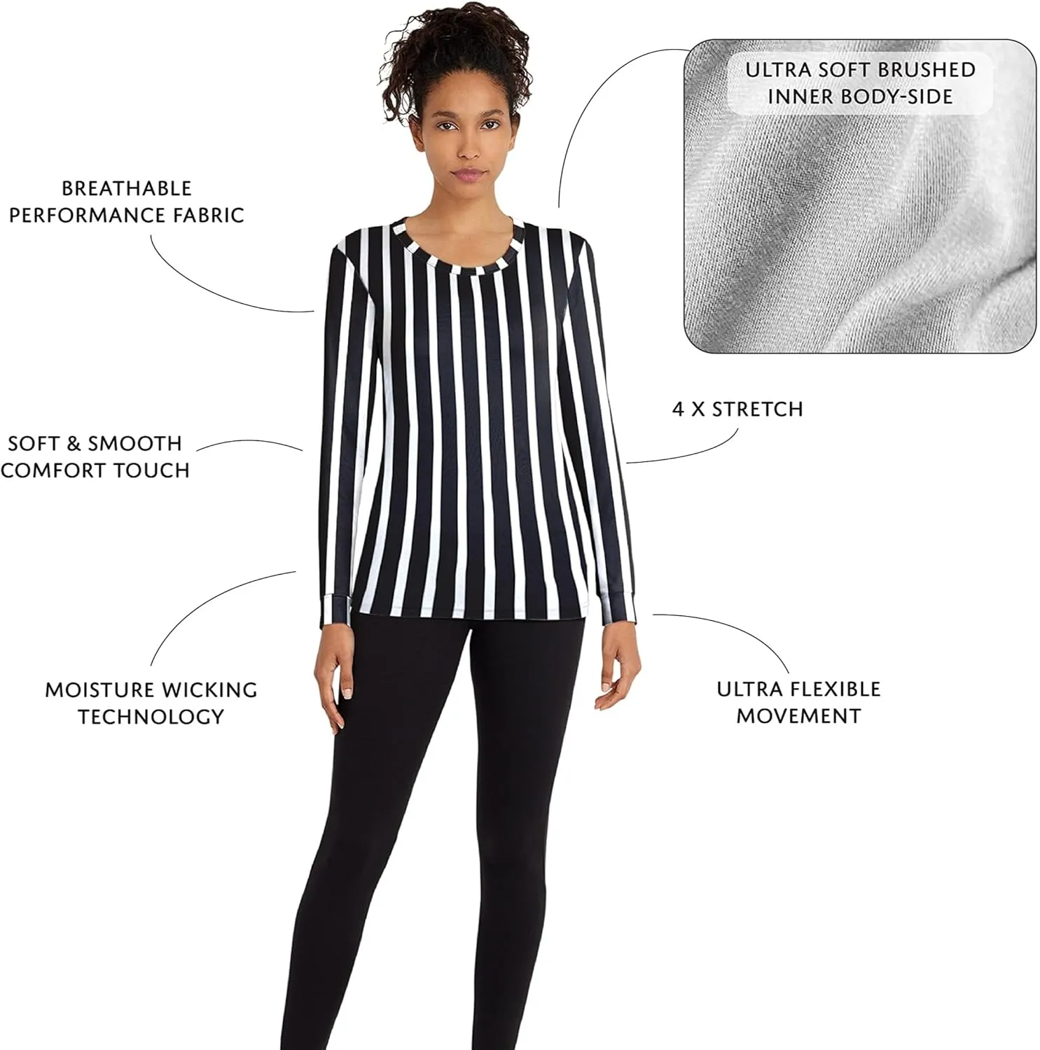 Womens Ultra Soft Midweight Baselayer Top | All Season Thermal Scoop Neck Long Sleeve Shirt | Multi Packs