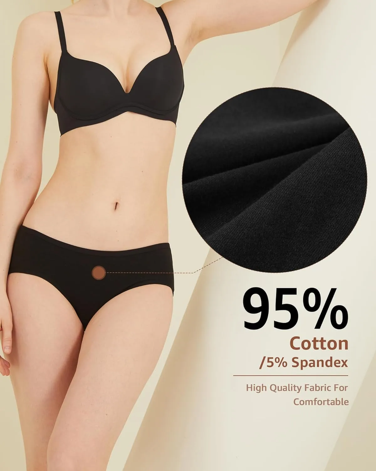 Womens Underwear Soft Cotton Hipster Panties Mid Rise Briefs 6 Pack Regular and Plus Size