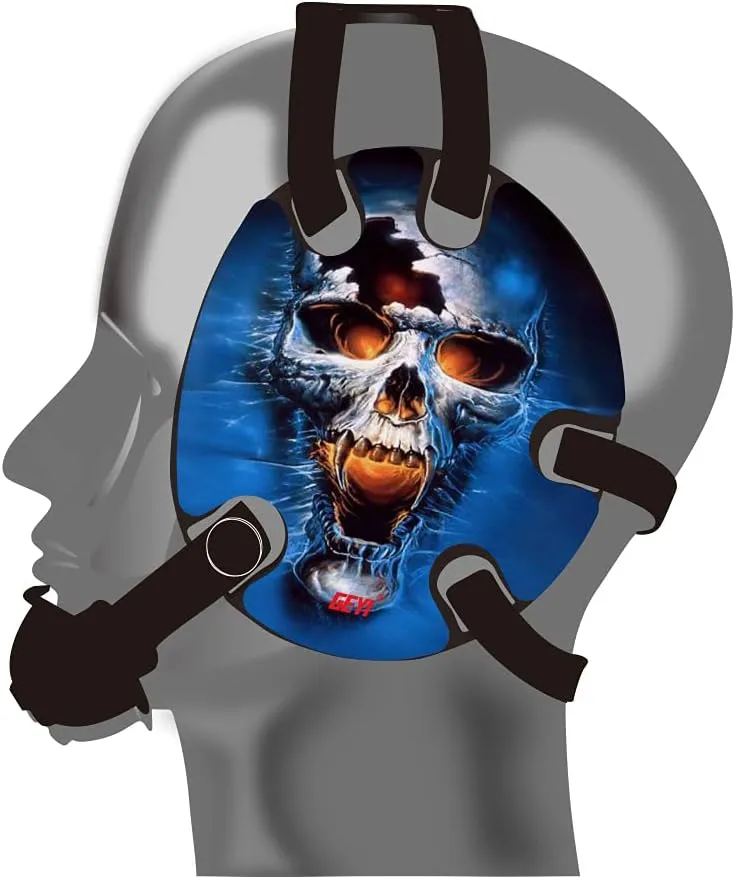 Wrestling Headgear Blue Fire Skull Stickers(Adult)
