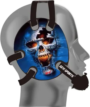 Wrestling Headgear Blue Fire Skull Stickers(Adult)