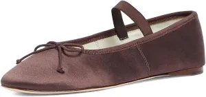 XYD Women Girls Ballet Flats Slip On Closed Almond Toe Elastic Single Strap Bowknot Cute Dress Date Shoes