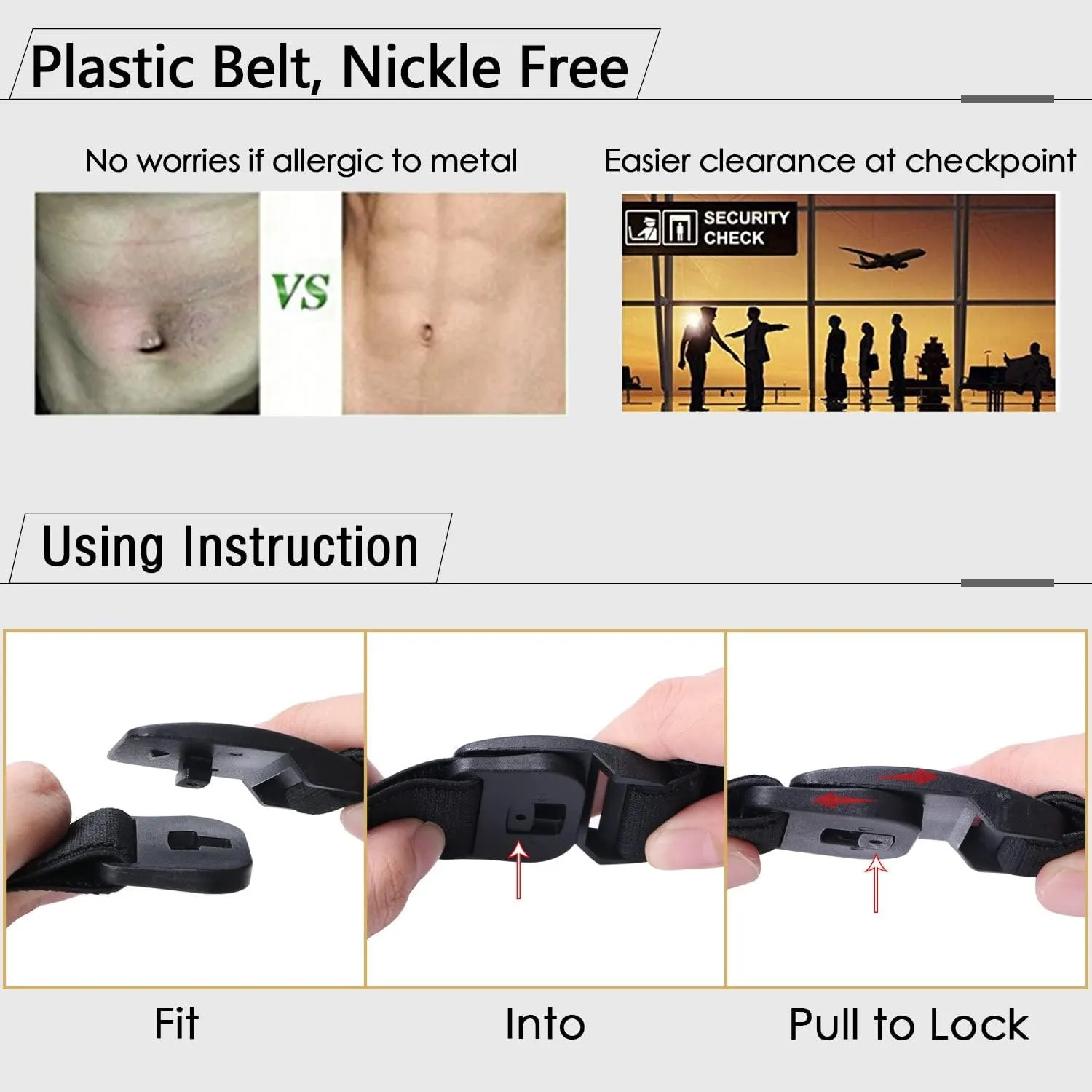 XZQTIVE Men Women No Show Elastic Stretch Belt Invisible Web Belt Quick Release Flat Plastic Buckle