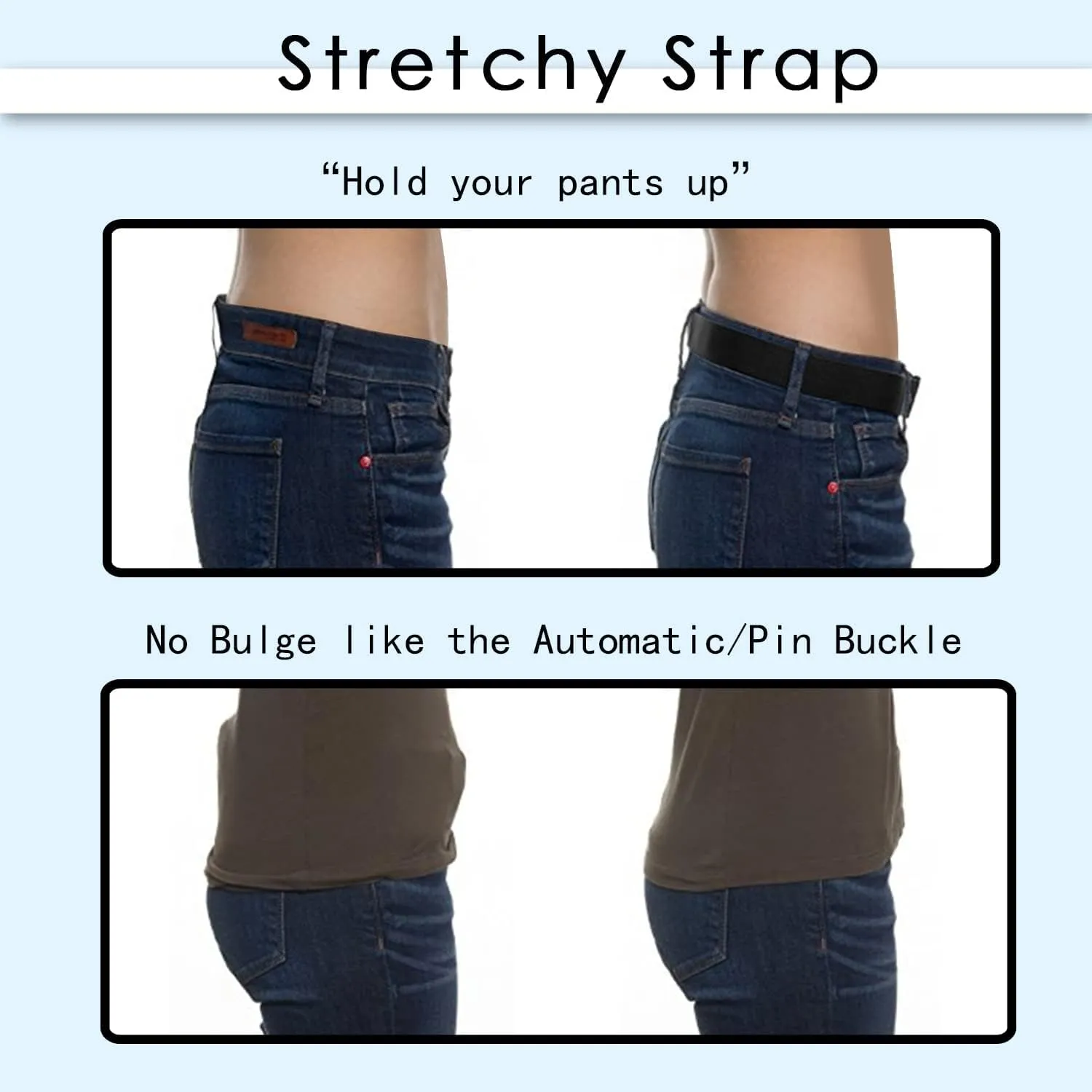 XZQTIVE Men Women No Show Elastic Stretch Belt Invisible Web Belt Quick Release Flat Plastic Buckle