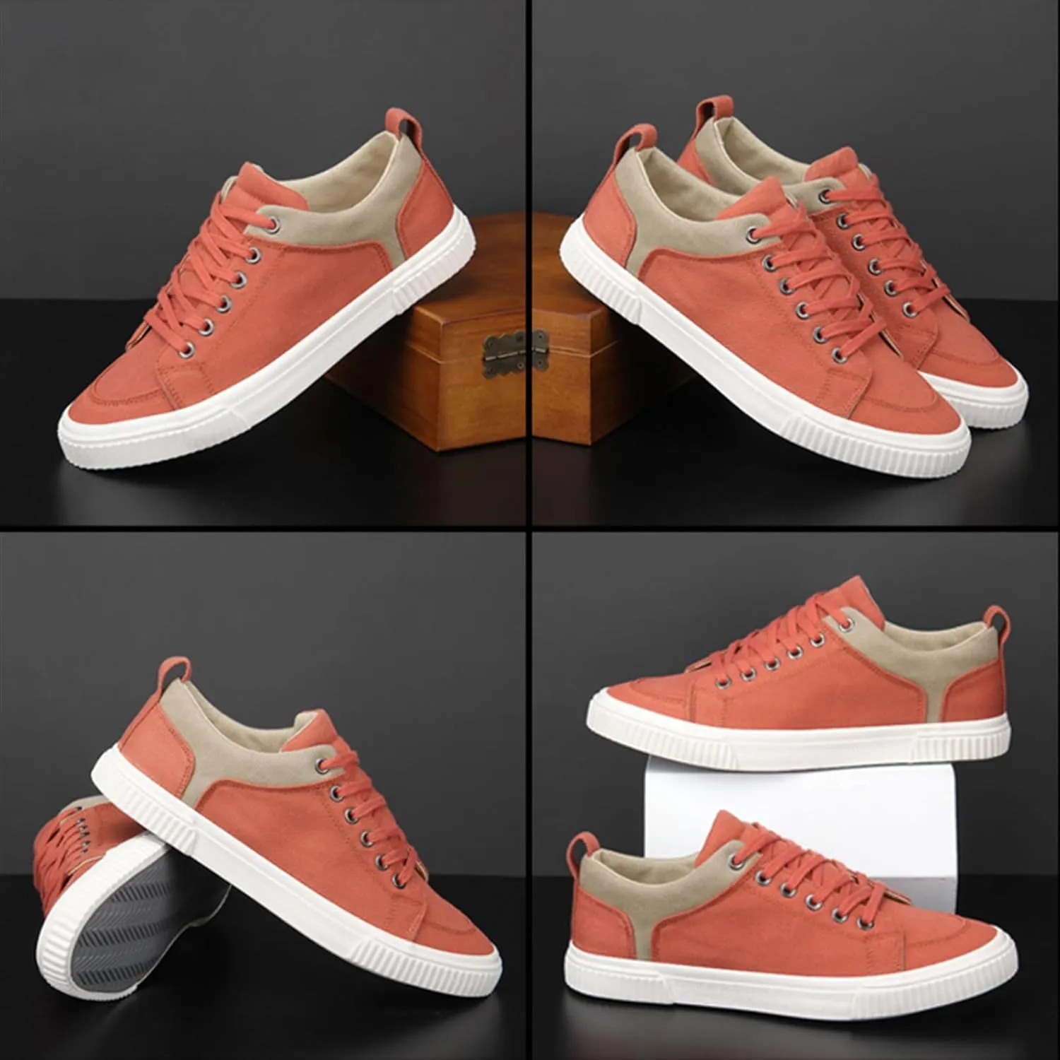 YIBLBOX Canvas Low Top Shoes Skate Shoes Fashion Sneakers for Men Comfortable Walking Casual Sneaker