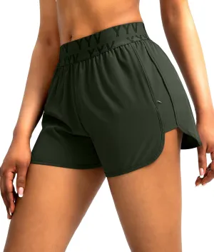 YYV Women's Running Shorts with Zipper Pockets Quick-Dry Elastic Waist Band Athletic Gym Shorts for Women with Liner