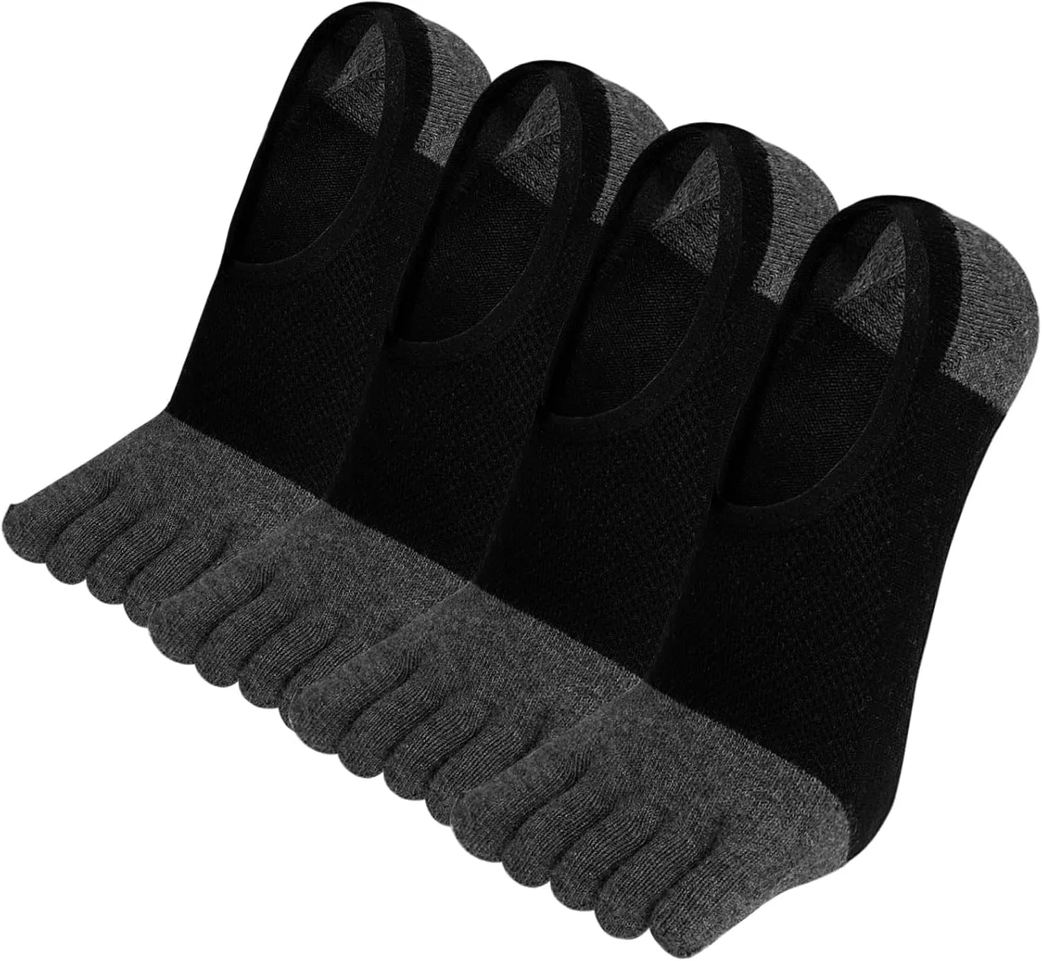 ZAKASA No-Show Toe Socks Men: Five Finger Socks Invisible Liner Low Cut for Running Loafers Athletic Shoes