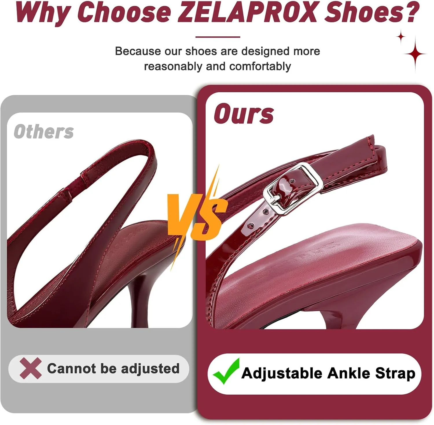 Zelaprox Women's Closed Pointed Toe Slingback Kitten Heels Sandal with Adjustable Buckle Strap Bow Knot Pumps for Dating Party Work Wedding Guest Dress Prom