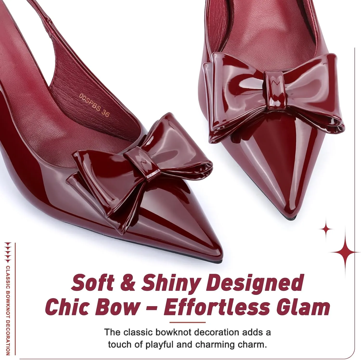 Zelaprox Women's Closed Pointed Toe Slingback Kitten Heels Sandal with Adjustable Buckle Strap Bow Knot Pumps for Dating Party Work Wedding Guest Dress Prom