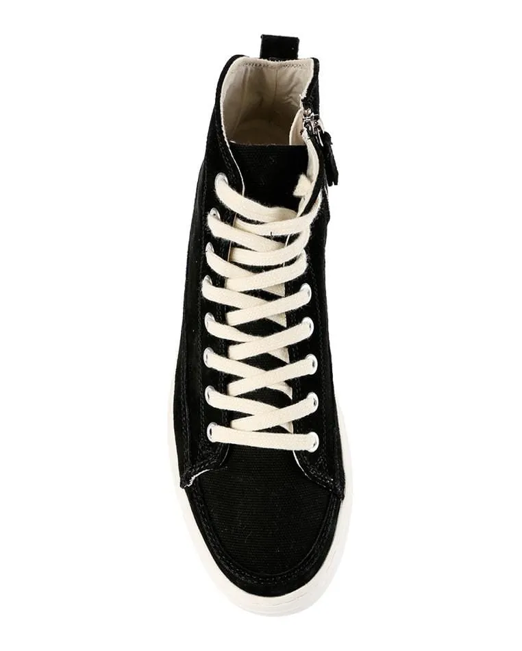 Zipped Lace Up High Top Sneakers - Black